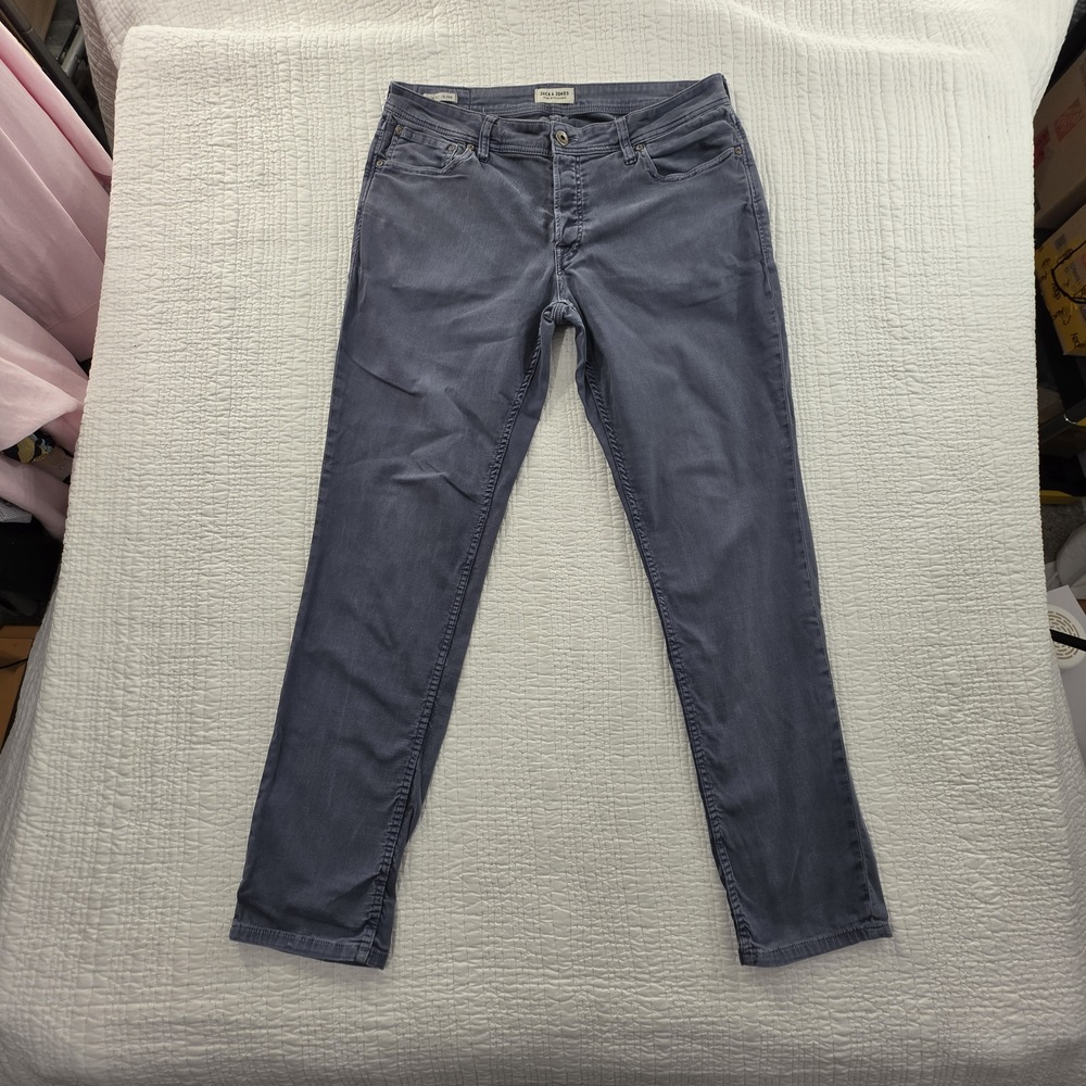 Jack & Jones Jeans Men's Glenn 36x34 Faded Navy Blue Slim Fit Button Fly